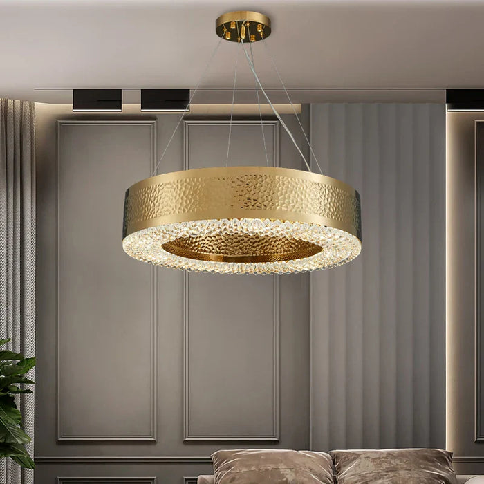 Alleri Hammered Gold & Crystal Chandelier-DWHOME