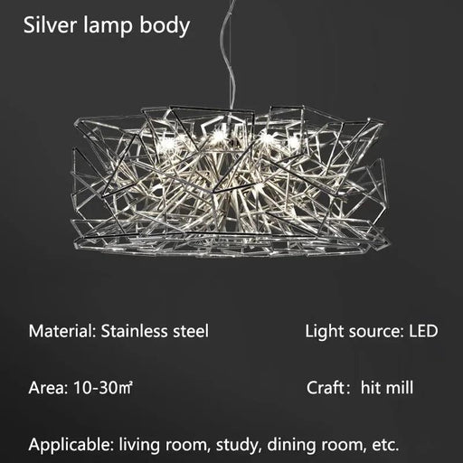 Luxury Silver LED Chandelier - Modern Stainless Steel-DWHOME