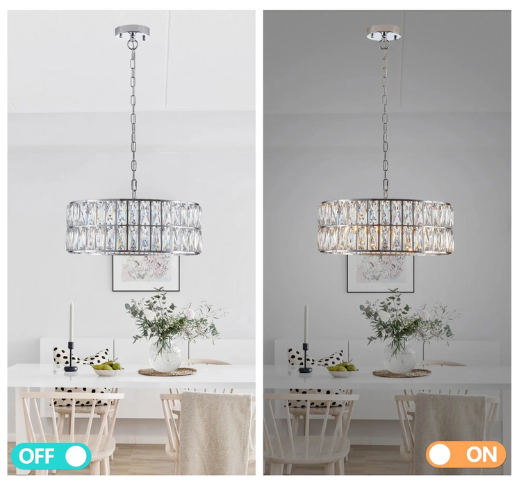 Bacci Crystal Drum Chandelier-DWHOME
