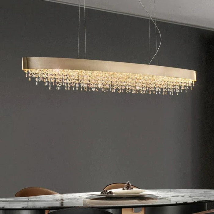 Alleri Brushed Stainless Steel Crystal Dining Room Chandelier - DWHOME