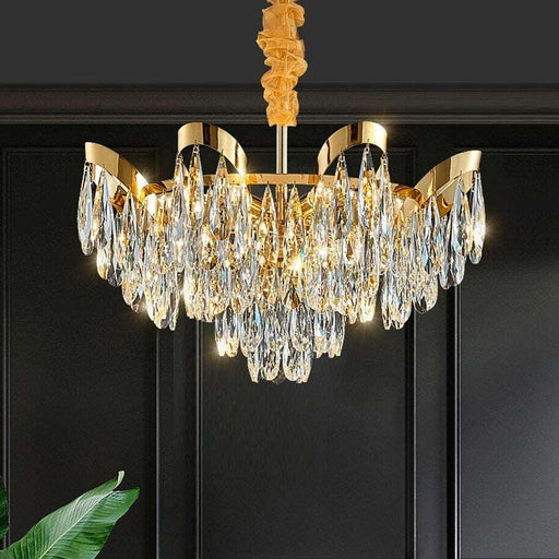 Andria Gold Plated Crystal Chandelier-DWHOME
