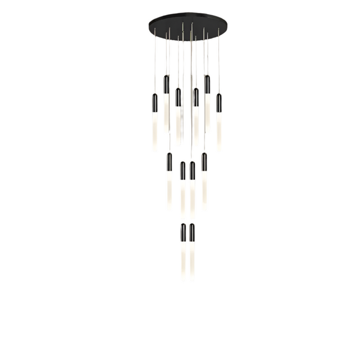 Villa Forci Duplex Staircase Foyer Chandelier, Black-DWHOME