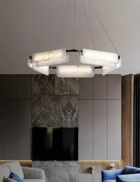 35" Natural Marble Modern Chandelier - DWHOME