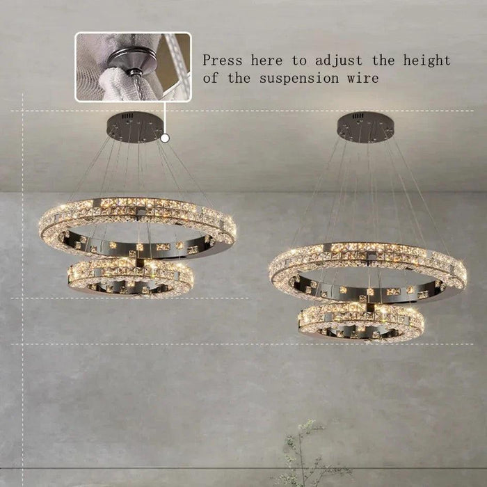 Bacci 2-Tier Crystal Ceiling Chandelier-DWHOME