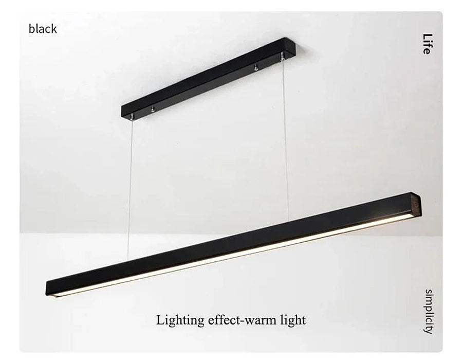 Modern Led Pendant Light Linear Hanging Lamp for Home Dining Room Kitchen Chandelier Black Decorative Ceiling Suspension Fixture-DWHOME