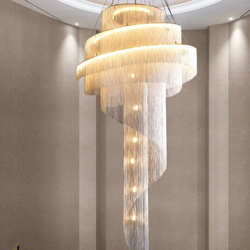 Cadena Metal Chain Tassel Entryway Chandelier-DWHOME