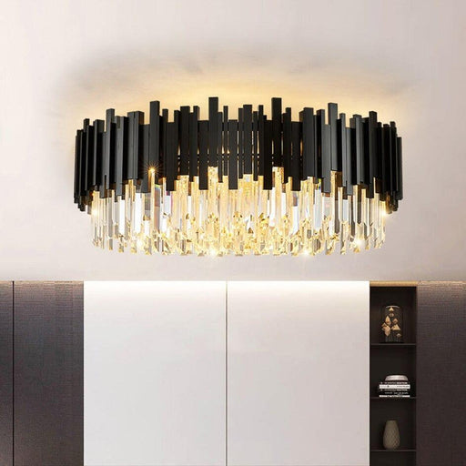 Gio Flush Mount Chandelier, Black-DWHOME