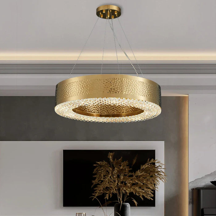 Alleri Hammered Gold & Crystal Chandelier-DWHOME