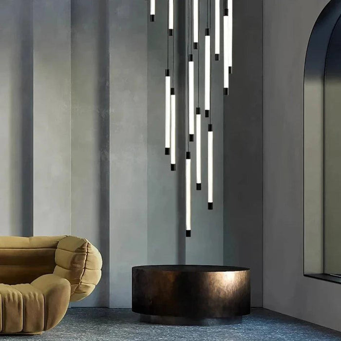 La Barra Staircase Foyer Chandelier, Black - DWHOME
