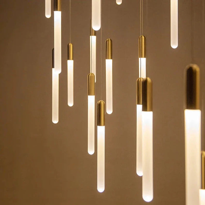 Villa Forci Duplex Staircase Foyer Chandelier, Gold-DWHOME