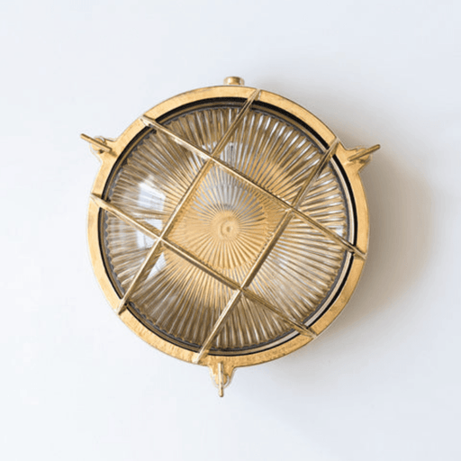 Nautilus Round Brass cage outdoor wall light / ceiling light-DWHOME
