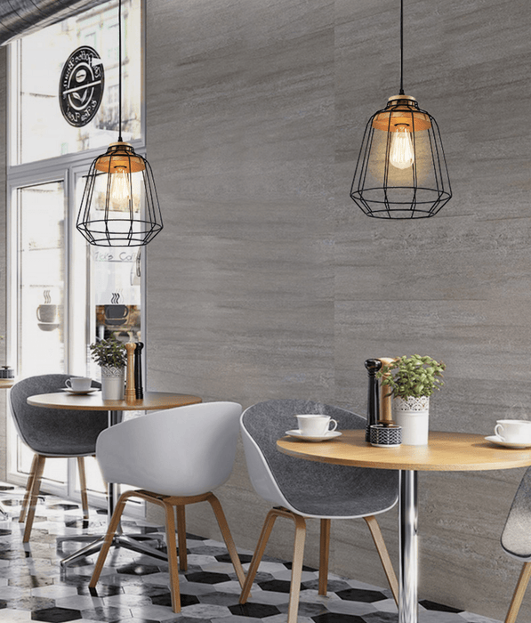 Sangkar Metal Cage Pendant Light With Wooden Base - DWHOME