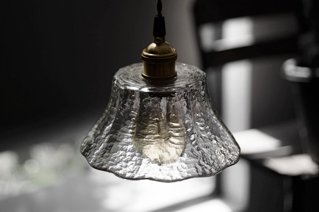 Petunia Glass Mid Century Brass Pendant Light - DWHOME
