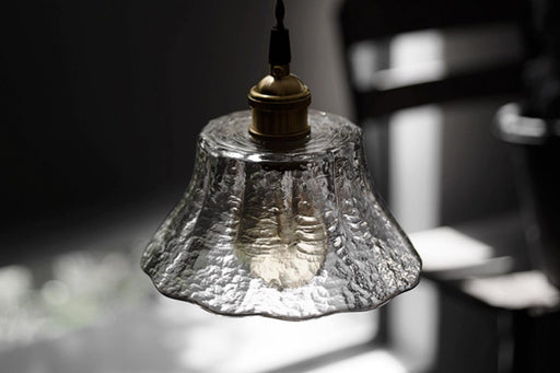 Petunia Glass Mid Century Brass Pendant Light-DWHOME