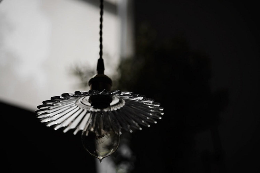 Petunia Glass Mid Century Brass Pendant Light - DWHOME