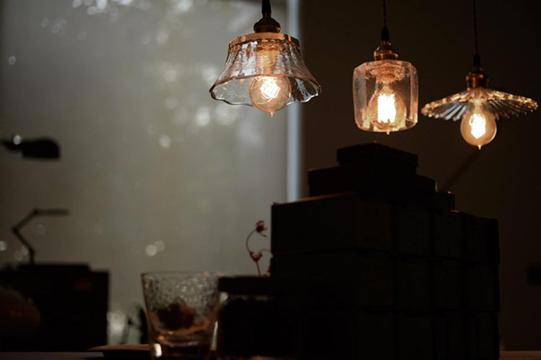 Petunia Glass Mid Century Brass Pendant Light - DWHOME