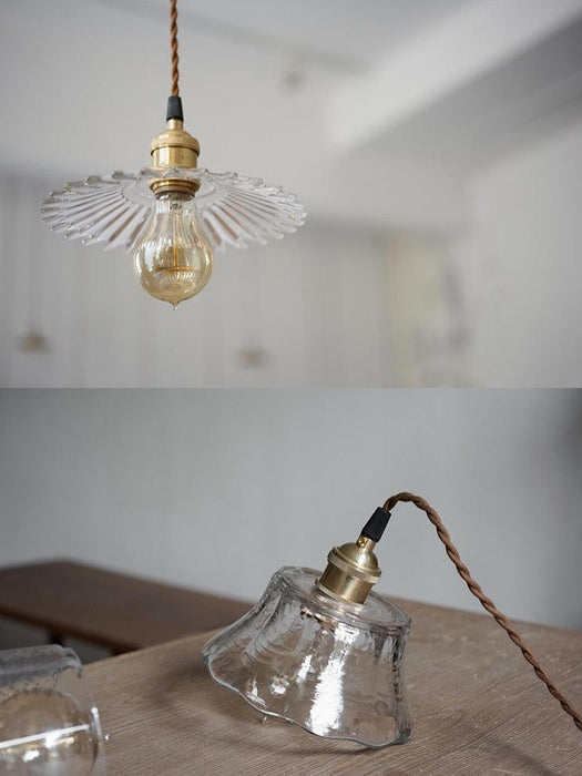 Petunia Glass Mid Century Brass Pendant Light - DWHOME