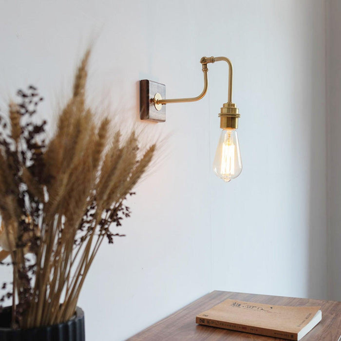 Ogilvy brushed brass & wood wall light - DWHOME