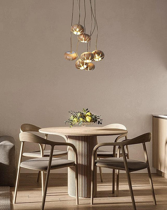 Wooden Petal Round Cluster Pendant Light-DWHOME