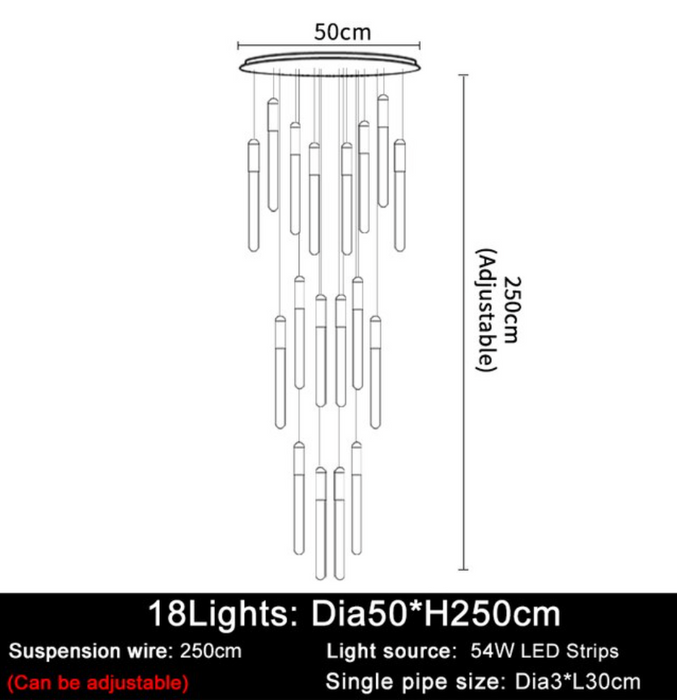 Villa Forci Duplex Staircase Foyer Chandelier, Black-DWHOME