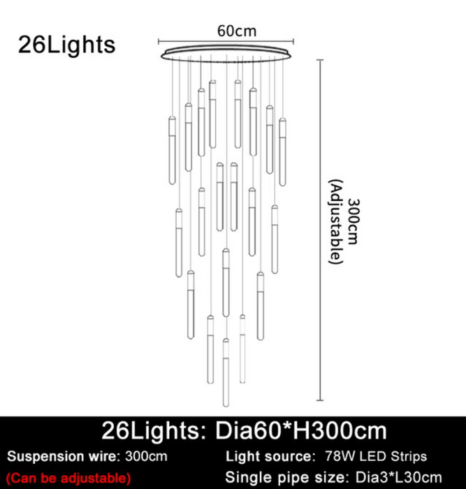 Villa Forci Duplex Staircase Foyer Chandelier, Gold-DWHOME