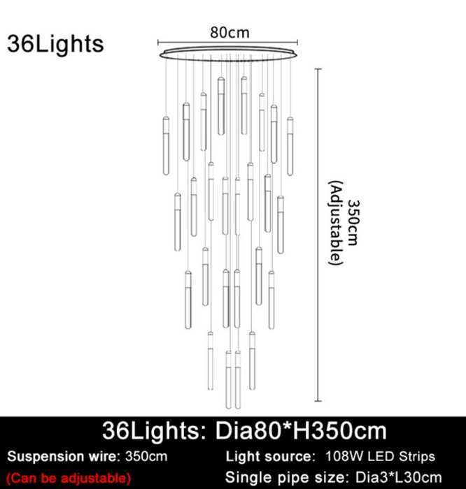 Villa Forci Duplex Staircase Foyer Chandelier, Gold-DWHOME