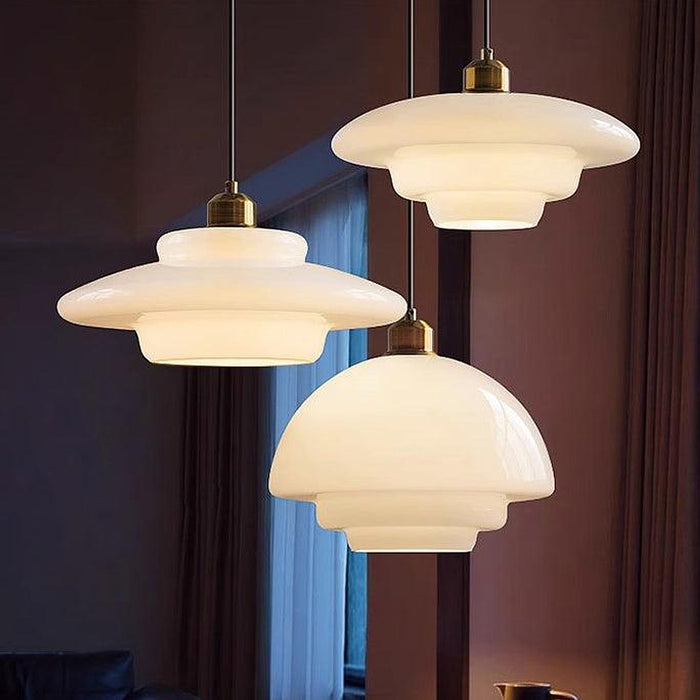 Miller Art Deco Milk Glass Pendant Light-DWHOME