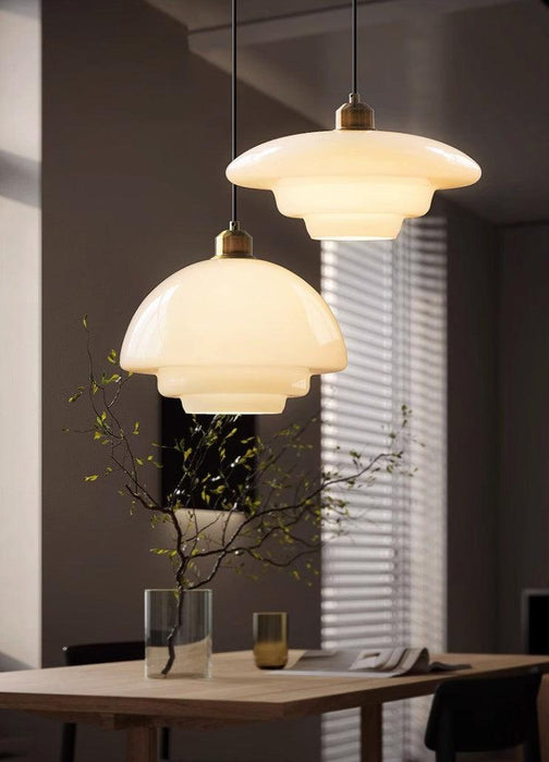 Miller Art Deco Milk Glass Pendant Light - DWHOME