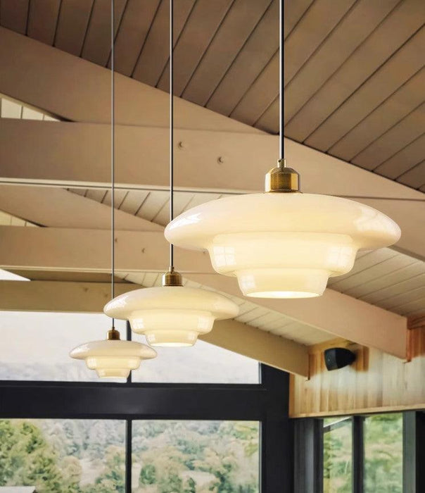 Miller Art Deco Milk Glass Pendant Light - DWHOME