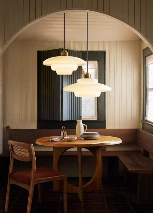 Miller Art Deco Milk Glass Pendant Light - DWHOME
