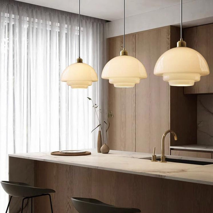 Miller Art Deco Milk Glass Pendant Light - DWHOME