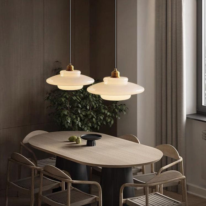 Miller Art Deco Milk Glass Pendant Light - DWHOME