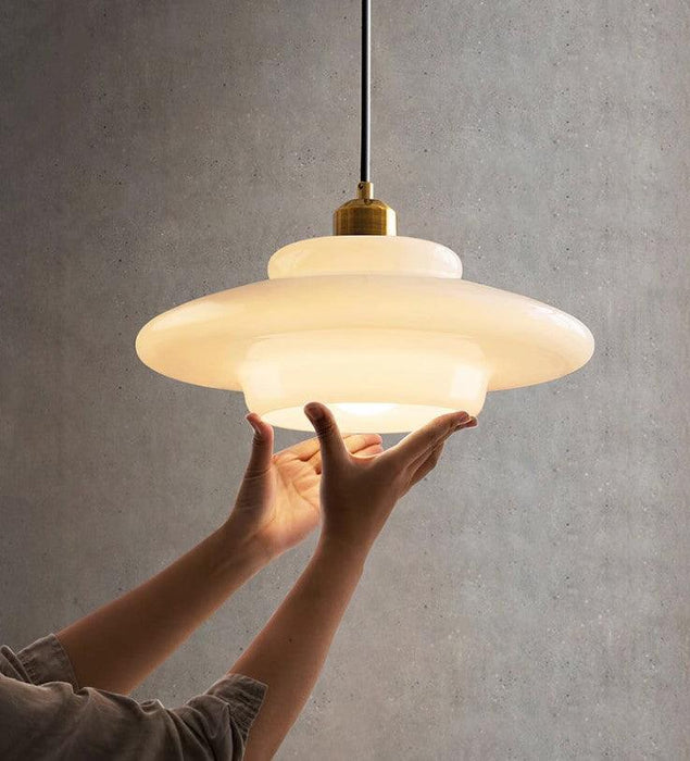 Miller Art Deco Milk Glass Pendant Light - DWHOME