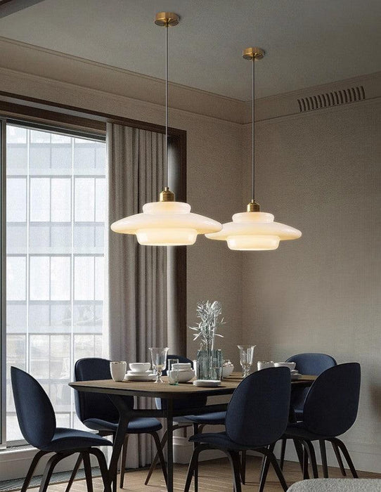 Miller Art Deco Milk Glass Pendant Light - DWHOME
