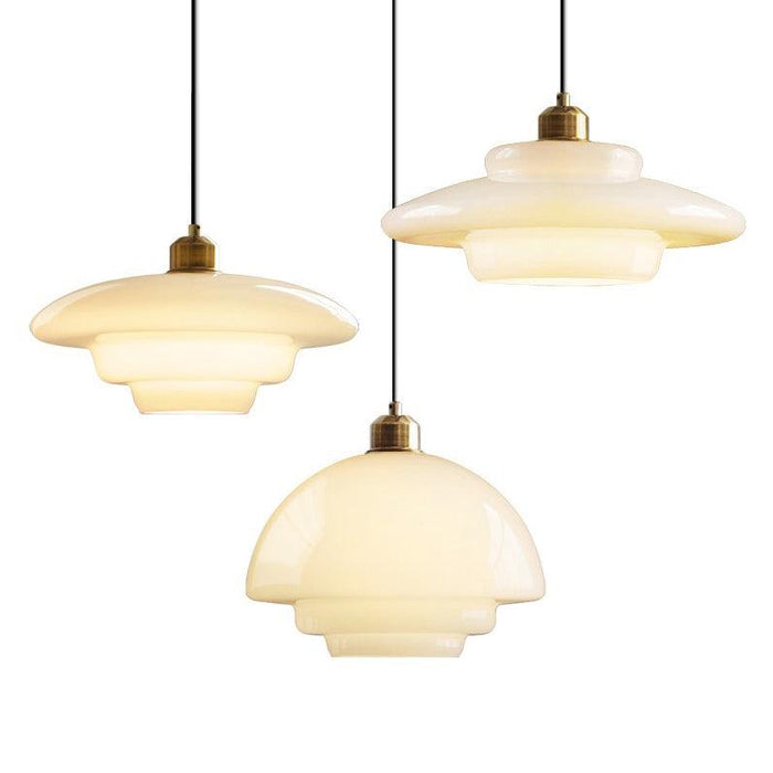Miller Art Deco Milk Glass Pendant Light - DWHOME