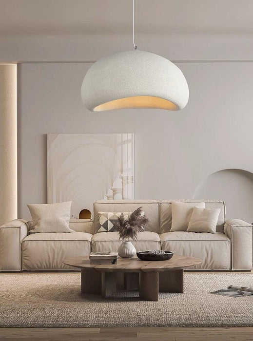 Stucco textured pebble stone plaster pendant light - DWHOME