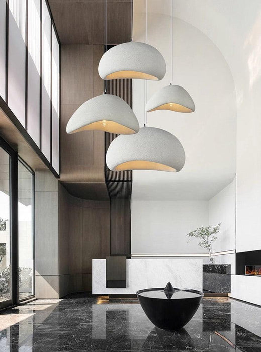 Stucco textured pebble stone plaster pendant light - DWHOME