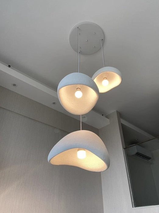 Stucco textured pebble stone plaster pendant light - DWHOME