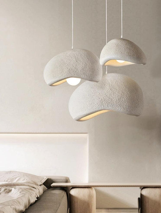 Stucco textured pebble stone plaster pendant light - DWHOME