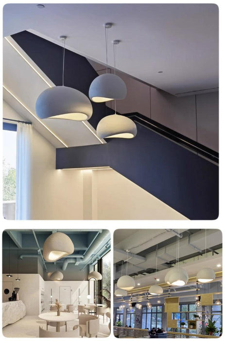 Stucco textured pebble stone plaster pendant light - DWHOME