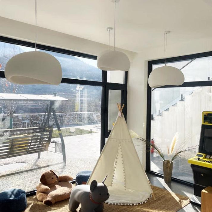 Stucco textured pebble stone plaster pendant light - DWHOME