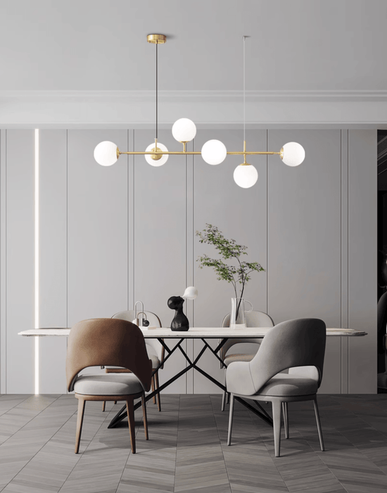 Olive Tree 5 Head Branch Milky Glass Kitchen Island Pendant Light - DWHOME