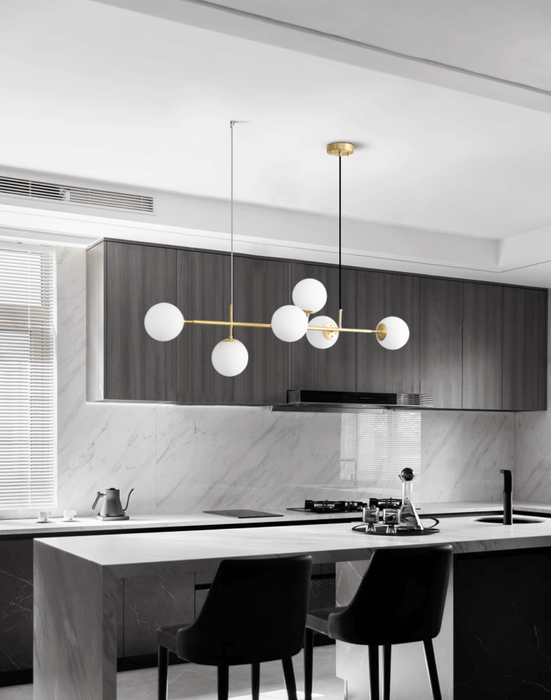 Olive Tree 5 Head Branch Milky Glass Kitchen Island Pendant Light - DWHOME