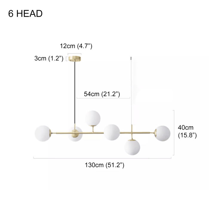 Olive Tree 5 Head Branch Milky Glass Kitchen Island Pendant Light - DWHOME