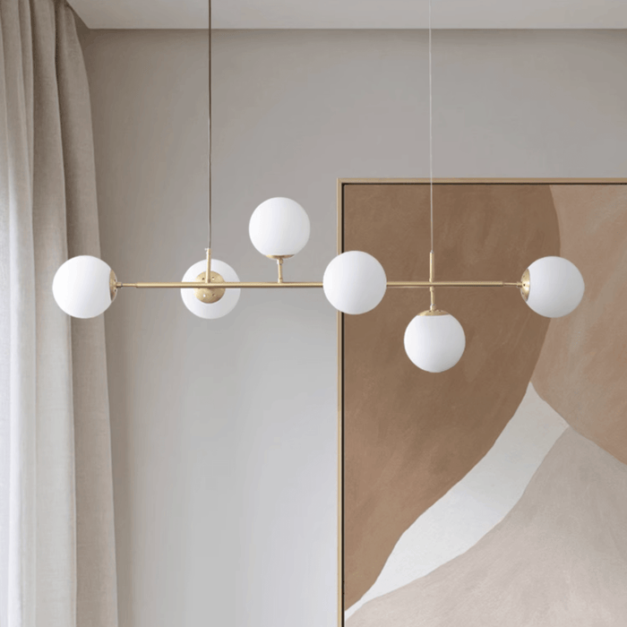 Olive Tree 5 Head Branch Milky Glass Kitchen Island Pendant Light - DWHOME
