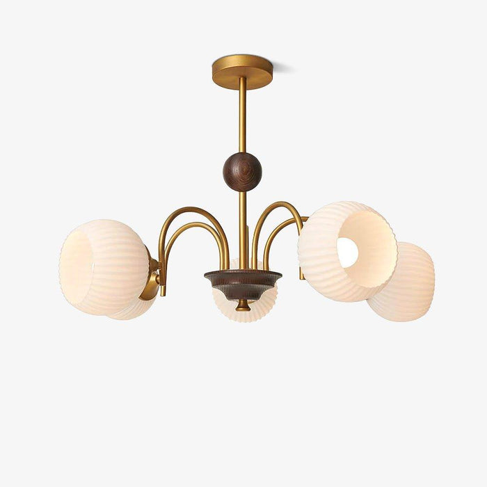 Sculptural Glass Ribbed Chandelier-DWHOME