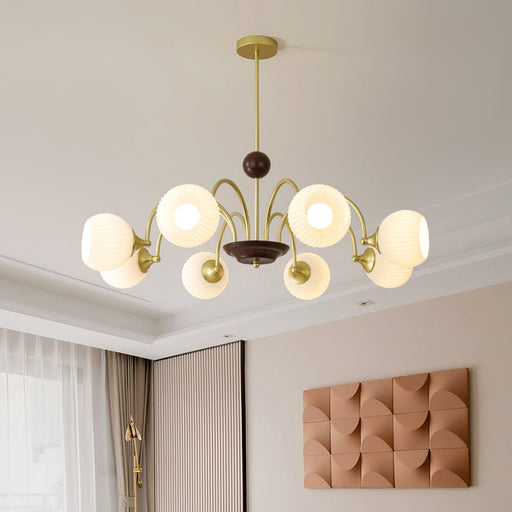 Sculptural Glass Ribbed Chandelier-DWHOME