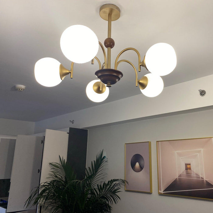 Sculptural Glass Ribbed Chandelier-DWHOME