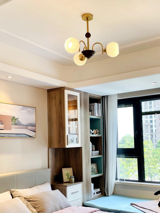 Sculptural Glass Ribbed Chandelier-DWHOME