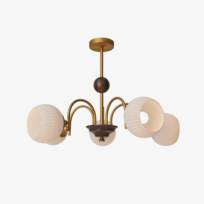 Sculptural Glass Ribbed Chandelier-DWHOME